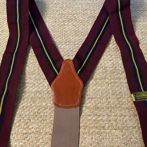 Dooney & Bourke Suspenders Burgundy Ribbon Leather Button On Braces - Picture 4 of 9